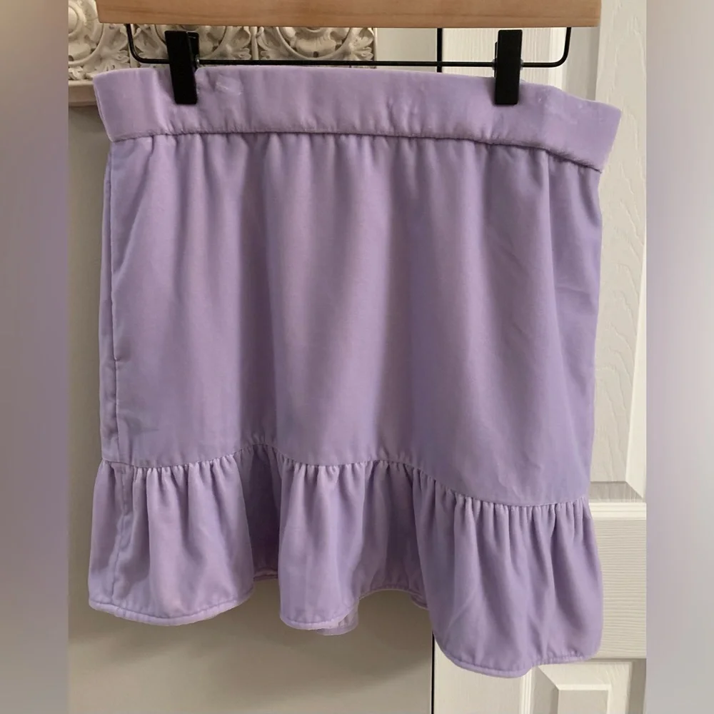 J Crew H2657 NWT Lavender Velvet Peplum Mini Casual Skirt Light Thistle - M - Picture 5 of 11